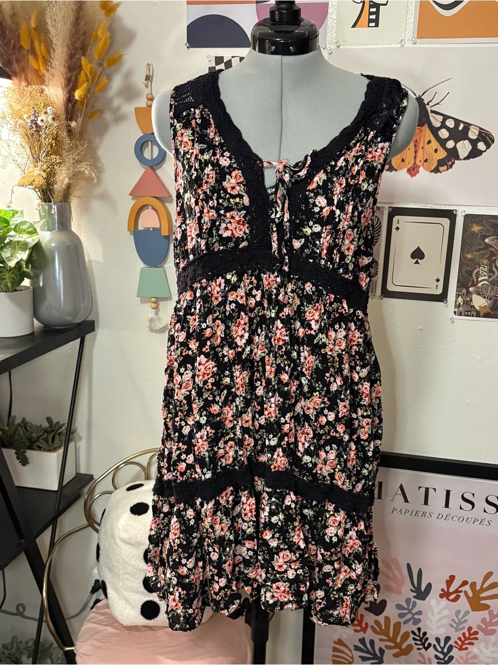 Xhilaration Black Floral Lace Dress XXL